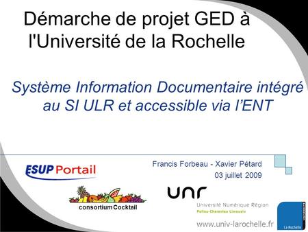 Démarche de projet GED à l'Université de la Rochelle