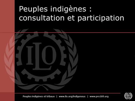 Peuples indigènes et tribaux | www.ilo.org/indigenous | www.pro169.org Peuples indigènes : consultation et participation.