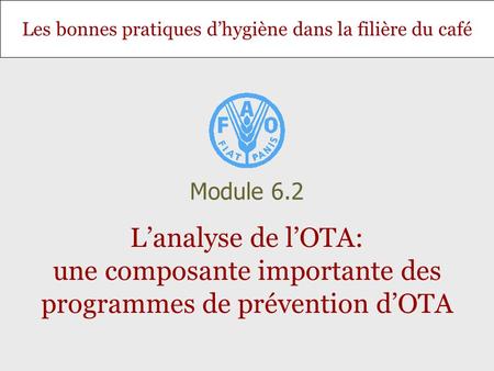 Module 6.2 L’analyse de l’OTA: une composante importante des programmes de prévention d’OTA.