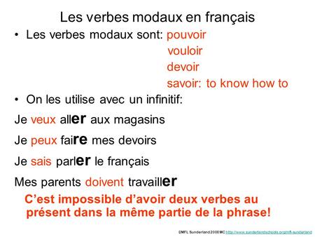 Les verbes modaux en français