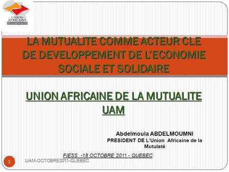 Abdelmoula ABDELMOUMNI PRESIDENT DE L’Union Africaine de la Mutulaté