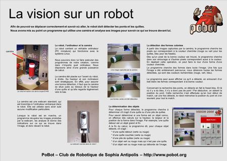 PoBot – Club de Robotique de Sophia Antipolis –  La vision sur un robot Afin de pouvoir se déplacer correctement et savoir où aller,