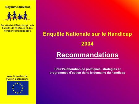 Recommandations Enquête Nationale sur le Handicap 2004