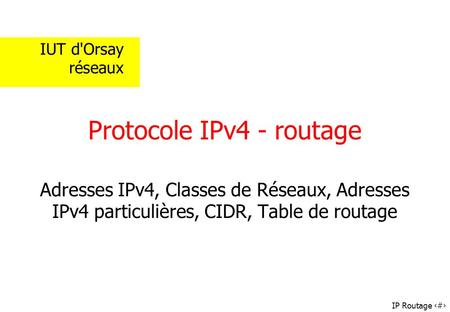 Protocole IPv4 - routage