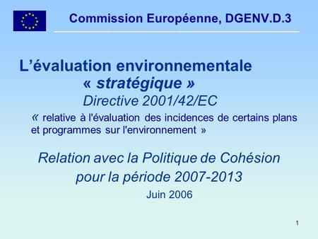 Commission Européenne, DGENV.D.3