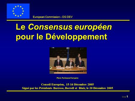 Le Consensus européen pour le Développement
