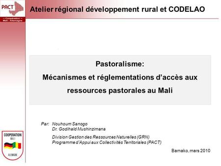 Atelier régional développement rural et CODELAO