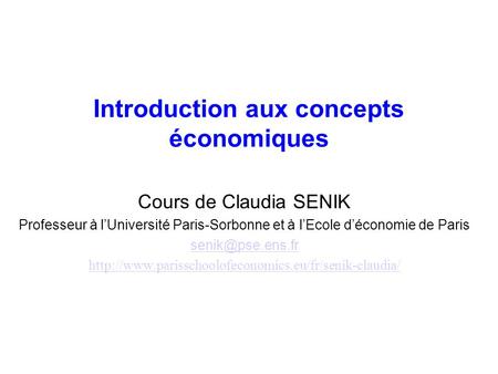 Introduction aux concepts économiques