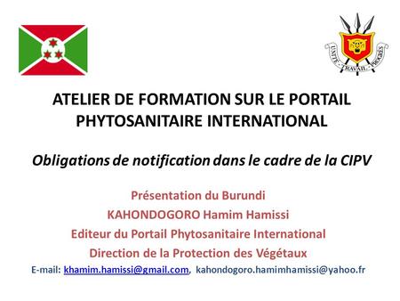 Présentation du Burundi KAHONDOGORO Hamim Hamissi