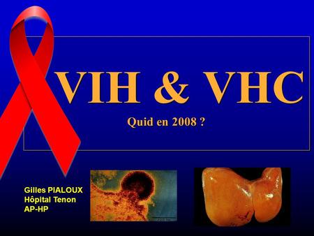VIH & VHC Quid en 2008 ? Gilles PIALOUX Hôpital Tenon AP-HP
