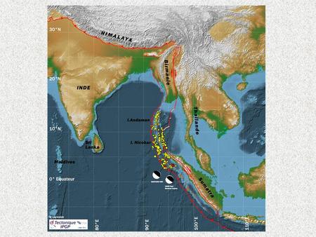Carte localisation séisme + aftershocks. Anne Replumaz Thèse.