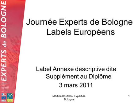 Journée Experts de Bologne Labels Européens