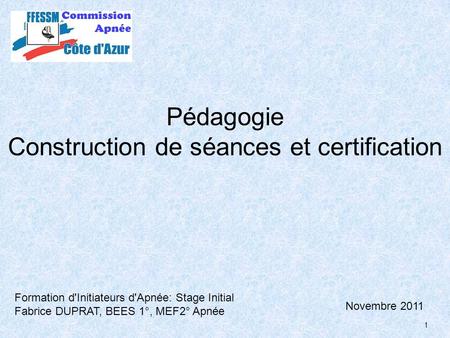 Pédagogie Construction de séances et certification