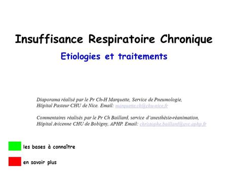 Insuffisance Respiratoire Chronique Etiologies et traitements