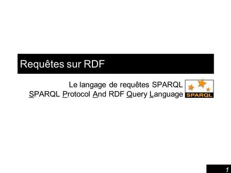 Le langage de requêtes SPARQL SPARQL Protocol And RDF Query Language