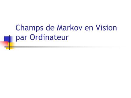 Champs de Markov en Vision par Ordinateur