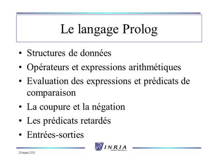 Le langage Prolog Structures de données