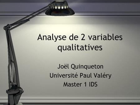Analyse de 2 variables qualitatives
