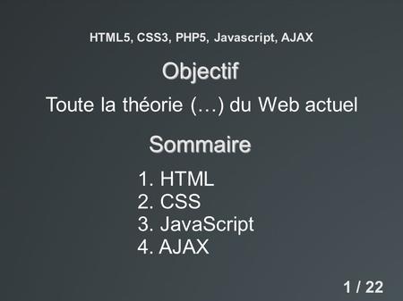 HTML5, CSS3, PHP5, Javascript, AJAX