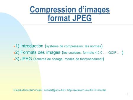 Compression d’images format JPEG