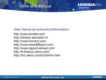 Martine Clot novembre 2007 Sites Internet de recherche dinformations :