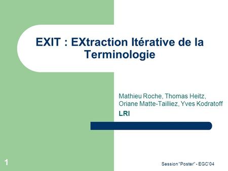 EXIT : EXtraction Itérative de la Terminologie