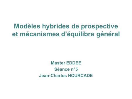 Modèles hybrides de prospective et mécanismes d’équilibre général
