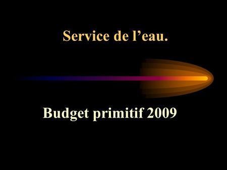 Service de leau. Budget primitif 2009. 1ère partie : la section de fonctionnement.
