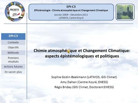 EPIstémologie - Chimie atmosphérique et Changement Climatique