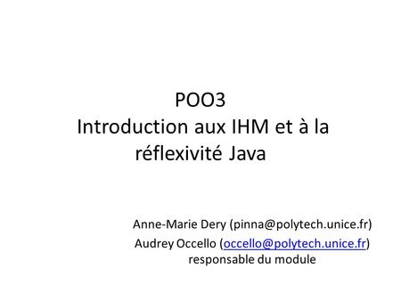 POO3 Introduction aux IHM et à la réflexivité Java