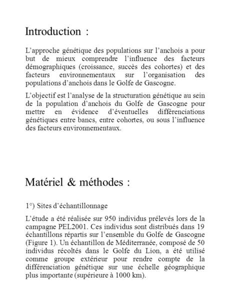 Introduction : Matériel & méthodes :
