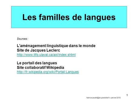 Les familles de langues