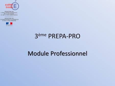3ème PREPA-PRO Module Professionnel.
