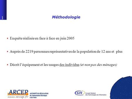 0 La diffusion des technologies de linformation dans la société française Conférence de presse Mardi 6 décembre 2005 Étude réalisée par le CREDOC pour.