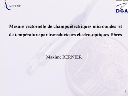 Mesure vectorielle de champs électriques microondes et de température par transducteurs électro-optiques fibrés Maxime BERNIER.