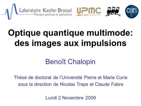 Optique quantique multimode: des images aux impulsions