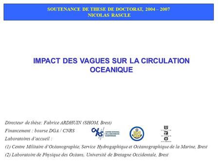 IMPACT DES VAGUES SUR LA CIRCULATION OCEANIQUE