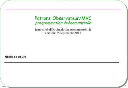 Patrons Observateur/MVC programmation évènementielle