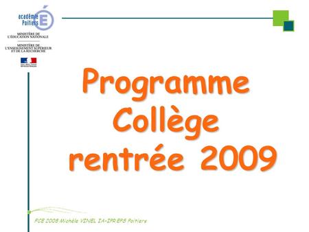 Programme Collège rentrée 2009