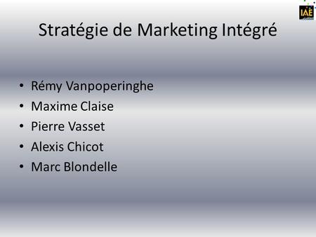 Stratégie de Marketing Intégré