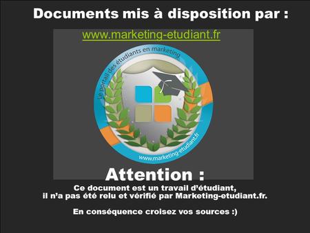 Attention : Ecueils à éviter Documents mis à disposition par :