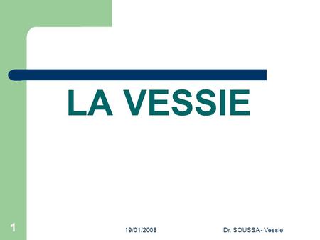 LA VESSIE 19/01/2008 Dr. SOUSSA - Vessie.