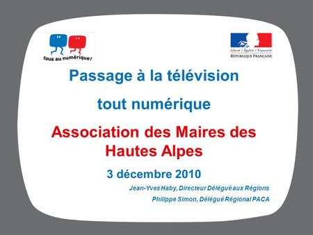 Passage à la télévision Association des Maires des Hautes Alpes