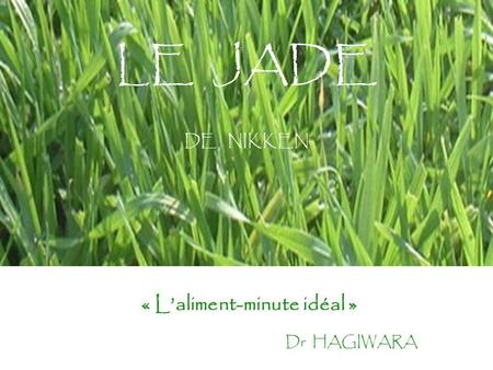 « L’aliment-minute idéal » Dr HAGIWARA