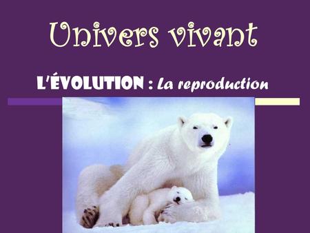 L’évolution : La reproduction