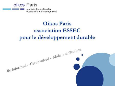 Oikos Paris association ESSEC pour le développement durable