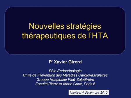 Nouvelles stratégies thérapeutiques de l’HTA