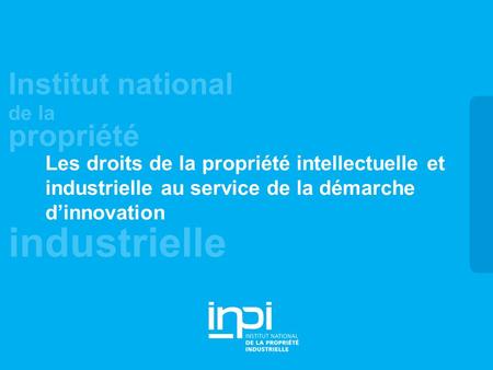 02/12/2008 Les droits de la propriété intellectuelle et industrielle au service de la démarche d’innovation chuguin@inpi.fr.