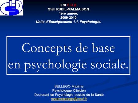 Stell RUEIL-MALMAISON Unité d’Enseignement 1.1. Psychologie.