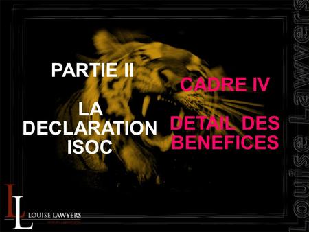 PARTIE II LA DECLARATION ISOC CADRE IV DETAIL DES BENEFICES.